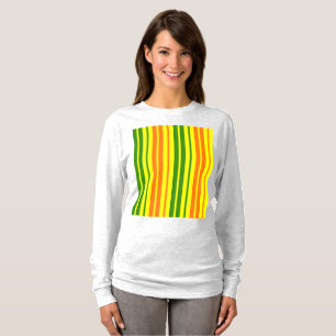 Geel Oranje Groen Verticaal Strepen Design   T-shirt
