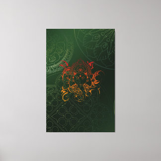 Geel Oranje groene olifant Ganesha Mandala Canvas Afdruk