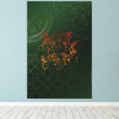 Geel Oranje groene olifant Ganesha Mandala Canvas Afdruk (Insitu (Houten vloer))