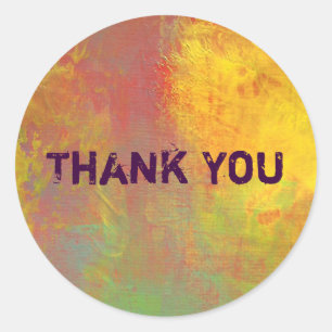 Geel Oranje Groene Rustic Grunge Dank u Ronde Sticker