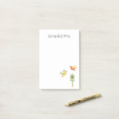 Geel Oranje Groene Vogel voeg je naam toe Post-it® Notes (Op bureau)