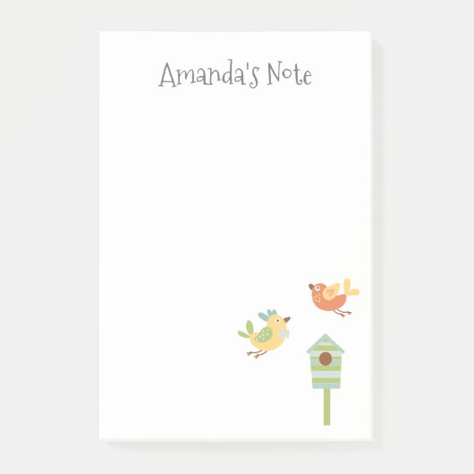 Geel Oranje Groene Vogel voeg je naam toe Post-it® Notes (Voorkant)