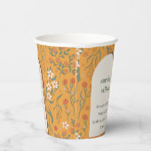 Geel Oranje Groovy Retro Arch Floral Wedding Papieren Bekers (Rechts)