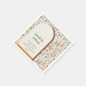 Geel Oranje Groovy Retro Arch Floral Wedding Servet (Hoek)