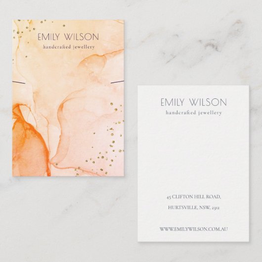 Geel Oranje Ketting Waterverf Visitekaartje (Voorkant / Achterkant)