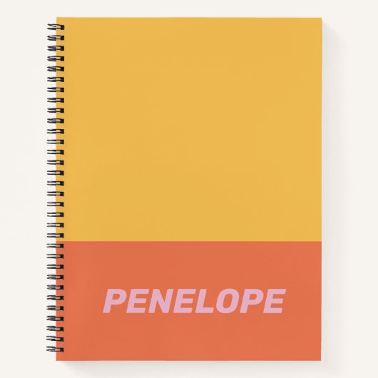 Geel Oranje kleurenblok Moderne Gepersonaliseerde Notitieboek (Voorkant)