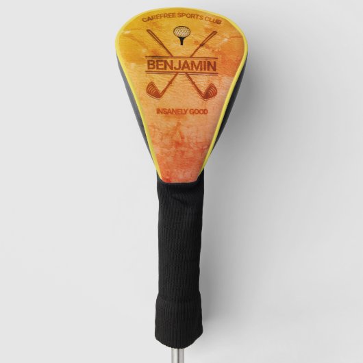 Geel & Oranje Kleurontwerp leer Golfheadcover (Voorkant)