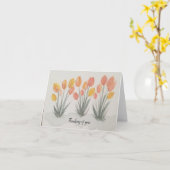Geel oranje koraal groene waterverf tulpen gevouwe kaart (Gele Bloem)