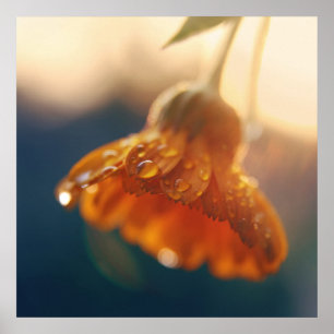 Geel Oranje marigold Flower Macro Poster