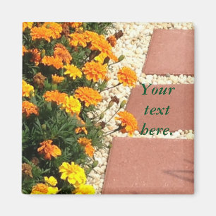 Geel Oranje marigold Flowers Jouw tekst Magnets Magneet