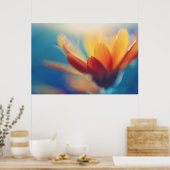 Geel Oranje marigoldventiel op blauw Poster (Keuken)