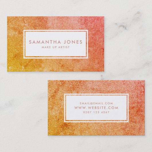 Geel Oranje meisje met glitter maakt artiest Visitekaartje (Voorkant / Achterkant)