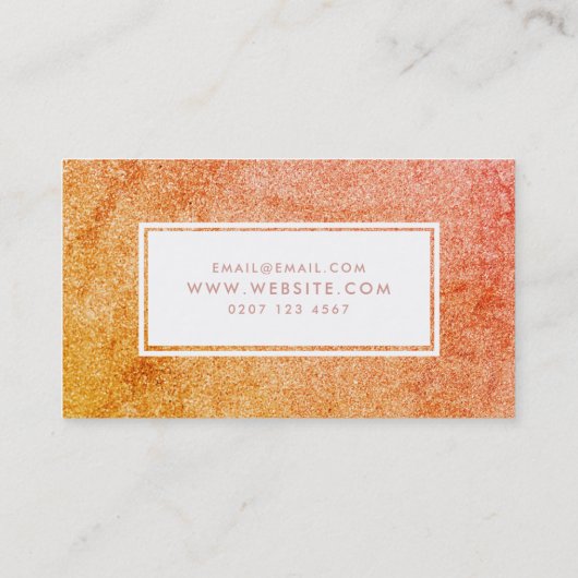 Geel Oranje meisje met glitter maakt artiest Visitekaartje (Achterkant)