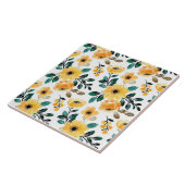 Geel oranje melkrooster tuinbloemen tegeltje (Zijkant)