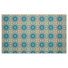 Geel-oranje, mint en roze mandala. stof