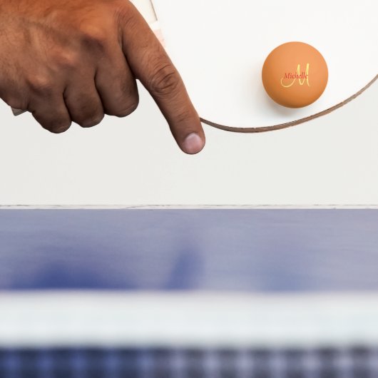 Geel Oranje Monogram Initiaal Moderne Sjabloon Pingpongbal (Peddel)