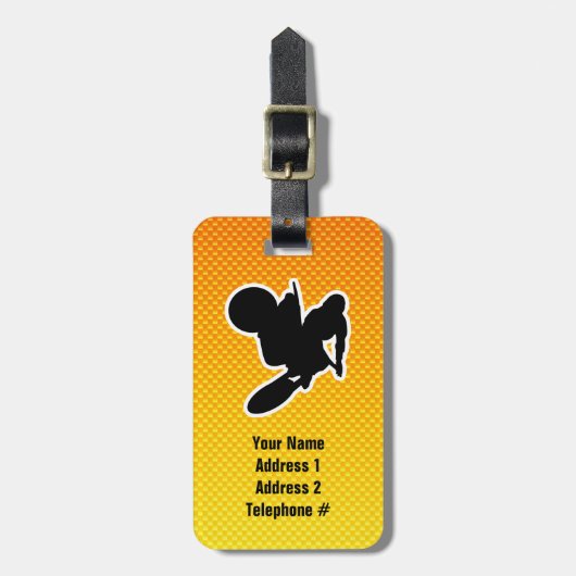 Geel Oranje Motocross Whip Bagagelabel (Voorkant verticaal)