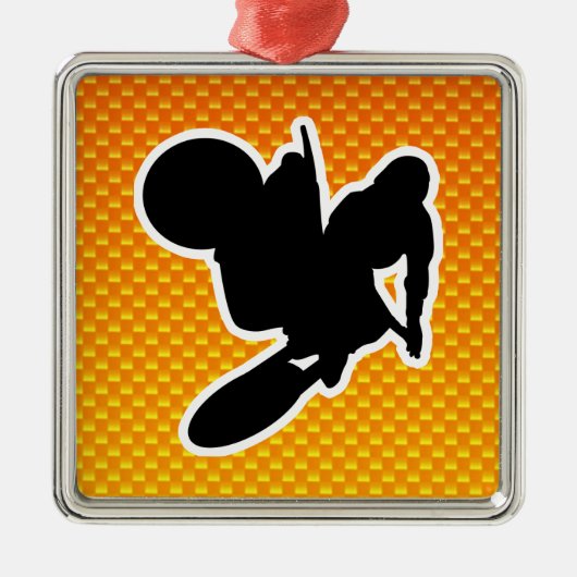 Geel Oranje Motocross Whip Metalen Ornament (Voorkant)