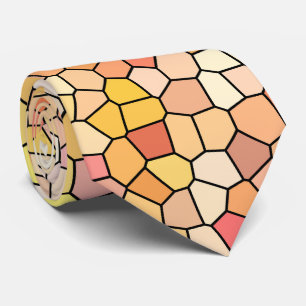 Geel Oranje Mozaïekpatroon Stropdas