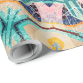 Geel-oranje, munt en roze mandala. cadeaupapier (Rol Hoek)