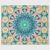 Geel-oranje, munt en roze mandala. cadeaupapier (Vlak)