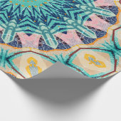 Geel-oranje, munt en roze mandala. cadeaupapier (Hoek)