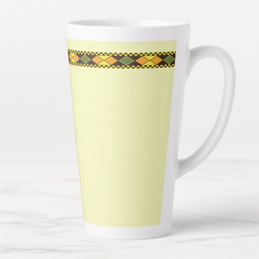 Geel Oranje Naadloos Ontwerp Latte Mok (Rechts)