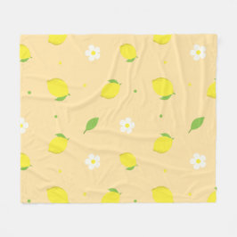 Geel Oranje Naadloos Patroon met Witte Bloemen  Fleece Deken
