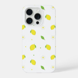Geel Oranje Naadloos Patroon met Witte Bloemen  iPhone 15 Pro Case