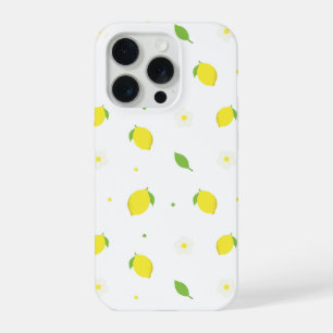 Geel Oranje Naadloos Patroon met Witte Bloemen  iPhone 15 Pro Case