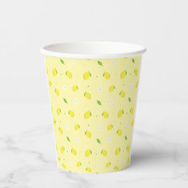 Geel Oranje Naadloos Patroon met Witte Bloemen  Papieren Bekers