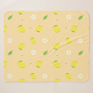 Geel Oranje Naadloos Patroon met Witte Bloemen Sherpa Deken