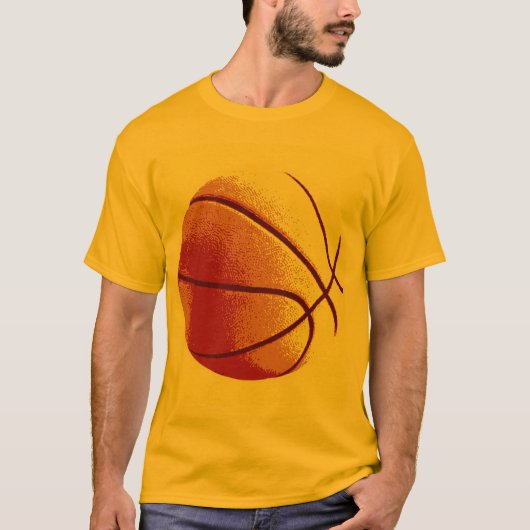 Geel Oranje Pop Kunstbaskbal T-shirt (Voorkant)