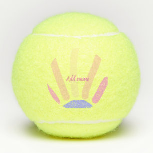 Geel oranje regenboog retro voeg naam tekst roze tennisballen