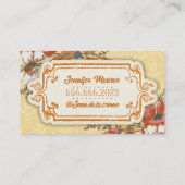 Geel Oranje  Retro Floral Visitekaartje (Achterkant)