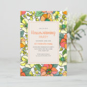 Geel Oranje Retro Vintage Bloemige Huis Verwarming (Staand voorkant)