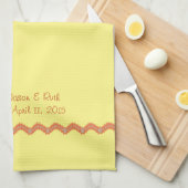 Geel Oranje RicRac Monogram Tea Kitchen Towel Theedoek (Quarter Fold)