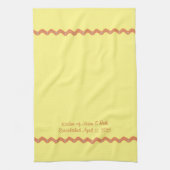 Geel Oranje RicRac Monogram Tea Kitchen Towel Theedoek (Verticaal)