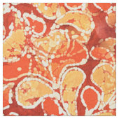 Geel Oranje Rood Bali Batik Style Paisley Pattern Stof (Close Up)
