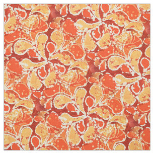 Geel Oranje Rood Bali Batik Style Paisley Pattern Stof