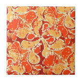 Geel Oranje Rood Bali Batik Style Paisley Pattern Tegeltje (Voorkant)