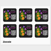 Geel Oranje Roos ventilator Hartelijk dank QR-code Vierkante Sticker (Vel)