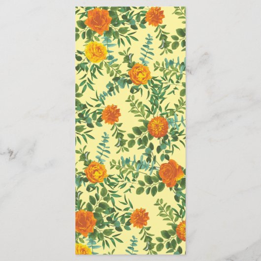 Geel Oranje Roos voor bruiloft Menu (Achterkant)