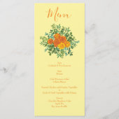 Geel Oranje Roos voor bruiloft Menu (Voorkant)