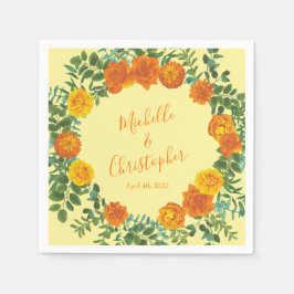 Geel Oranje Roos voor bruiloft Servet