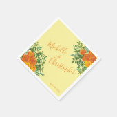 Geel Oranje Roos voor bruiloft Servet (Hoek)