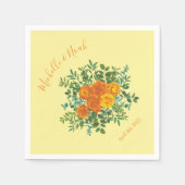 Geel Oranje Roos voor bruiloft Servet (Voorkant)