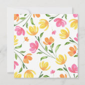 Geel Oranje Roze Aquarel Bloemstelen Patroon Kaart (Achterkant)