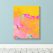 Geel Oranje Roze heldere, kleurrijke Abstracte kun Canvas Afdruk (Insitu (Houten vloer))