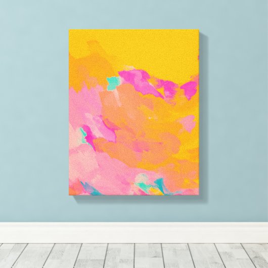 Geel Oranje Roze heldere, kleurrijke Abstracte kun Canvas Afdruk (Insitu (Houten vloer))